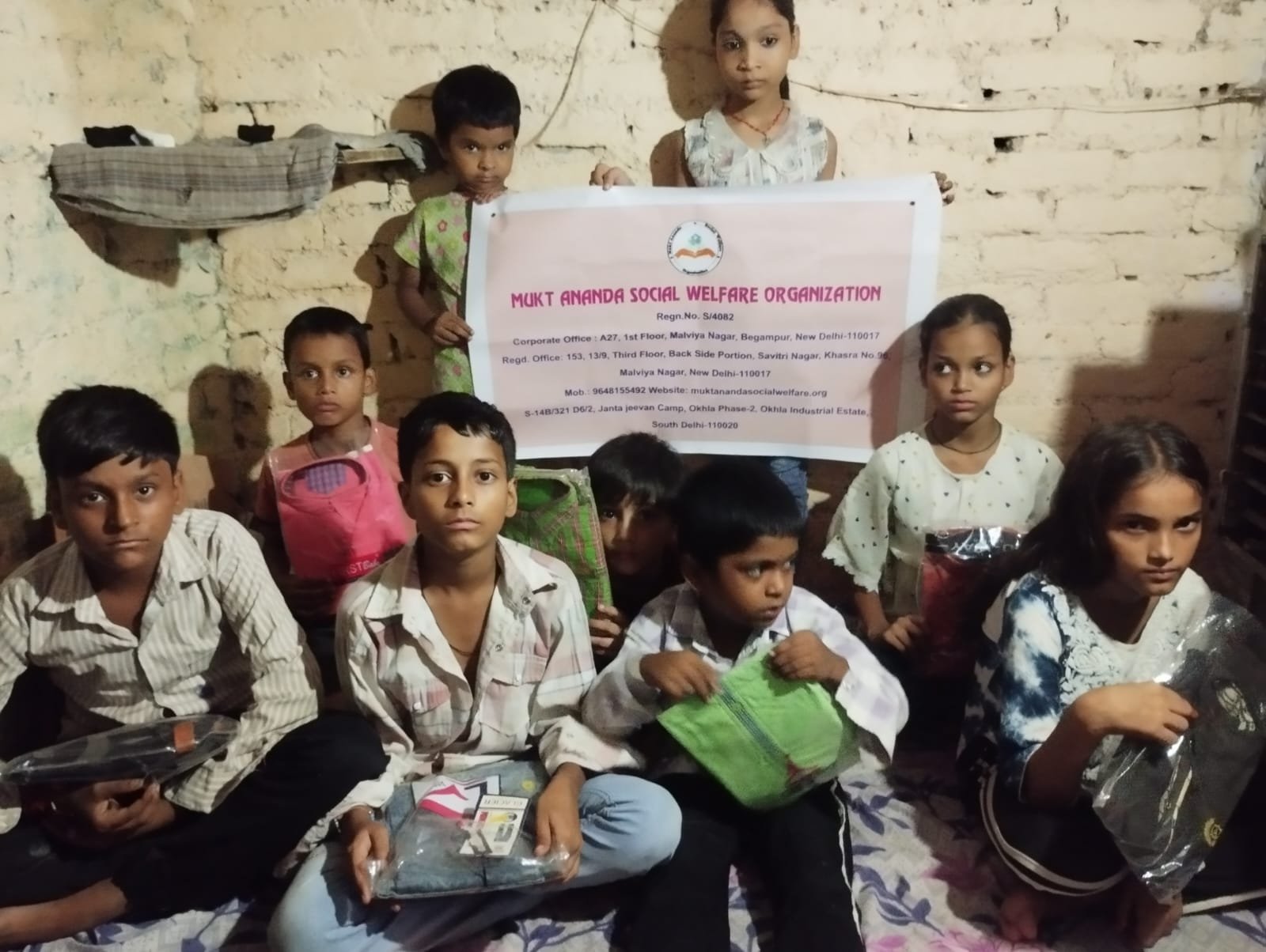 Children with learning kits